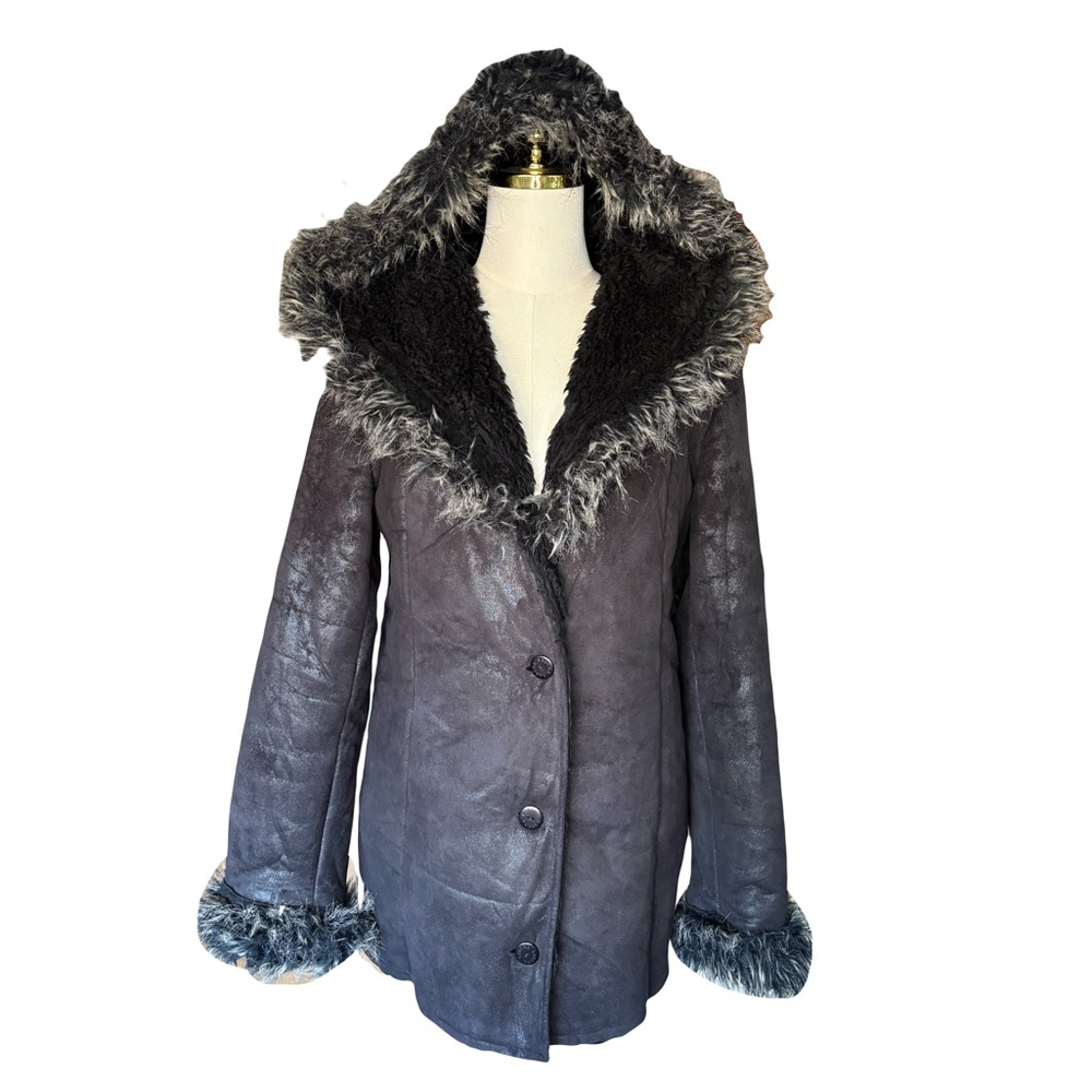 Vintage Metallic Black Faux Fur Laguna Jacket